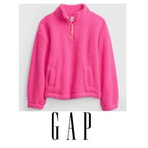 NWT Gap Kids Sherpa Hot Pink Quarter-Zip Sherpa Fleece Sweater M (8)